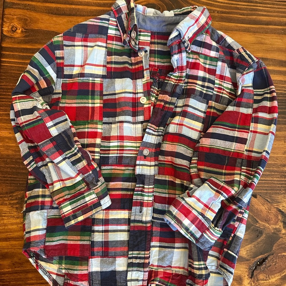 Kelly's Kids Vibrant Plaid Button Down Shirt